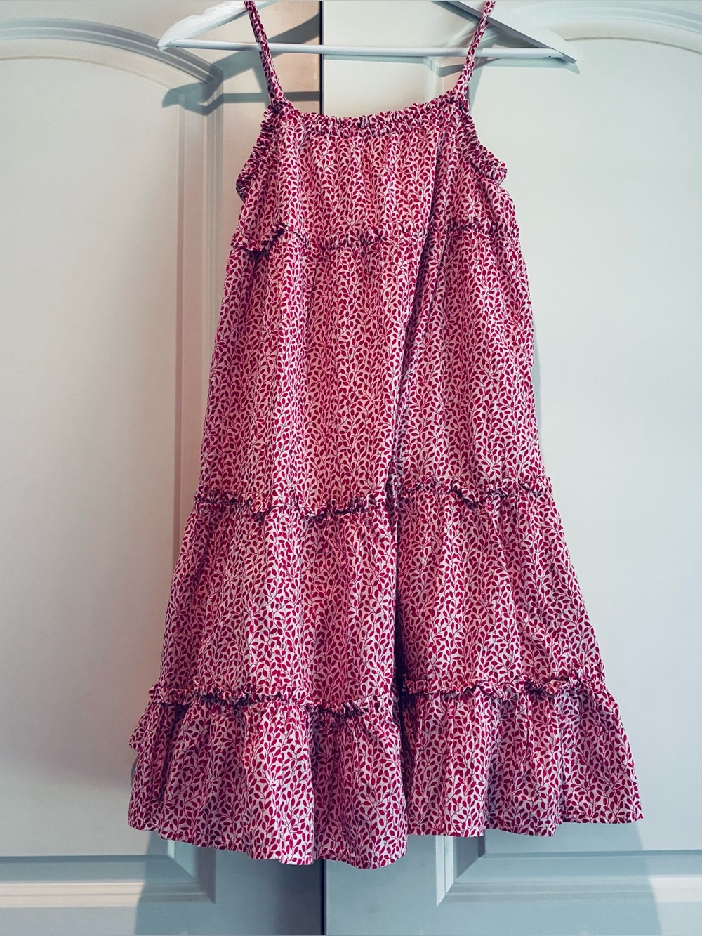 MINI BODEN  Pink White  Printed Tiered Sundress Pink Flowy Girls Size 8-9Y